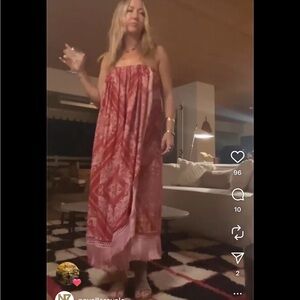 Novella Royale Red Pink Printed Maxi Dress